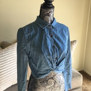 Long Sleeve Cropped Jean/Denim Top
